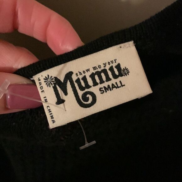 Show Me Your MuMu oversized black Long Sleeve Open Back knit sweater - Picture 4 of 9